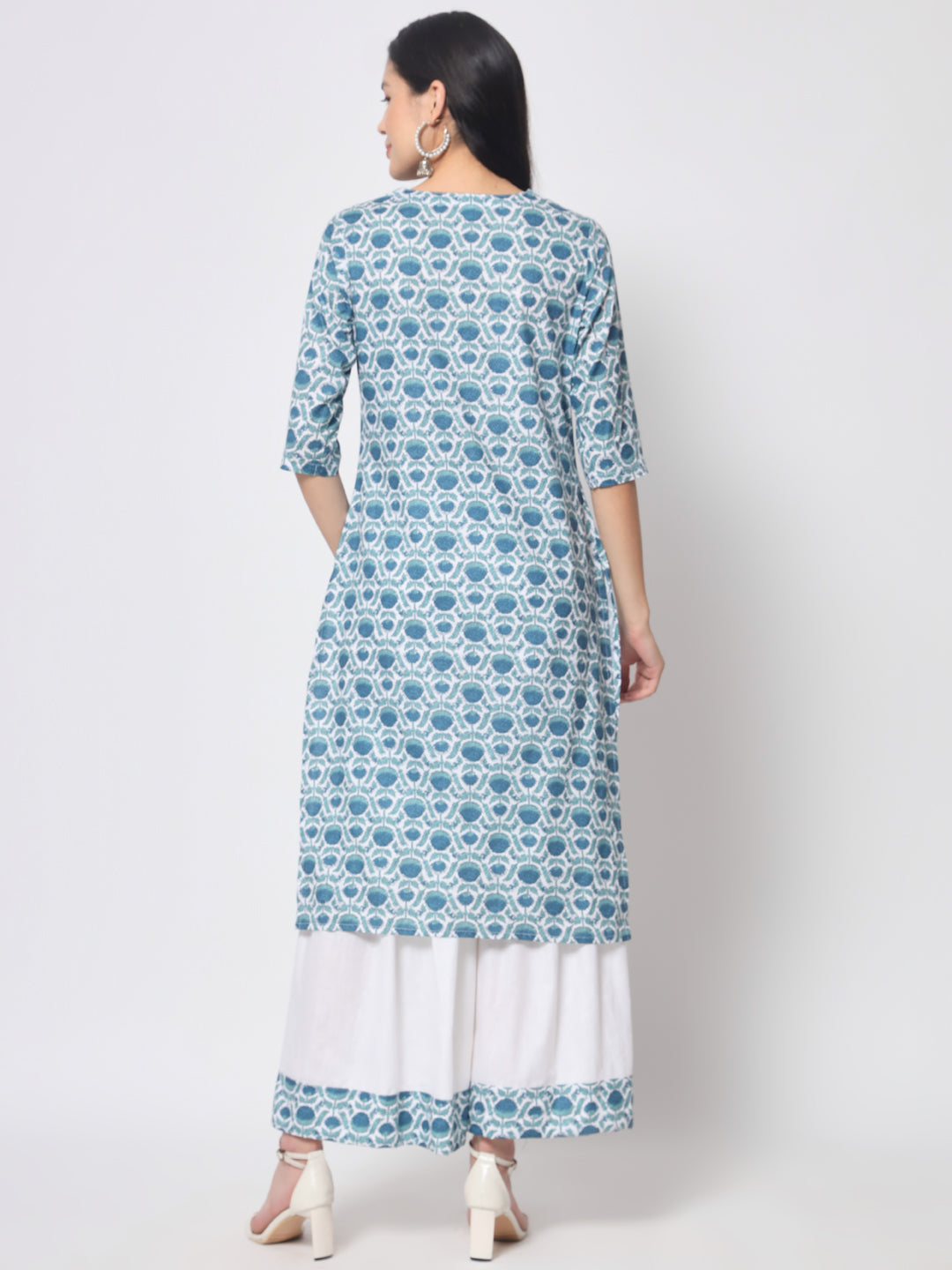 Flower Printed Straight Rayon  Kurta with Sharara