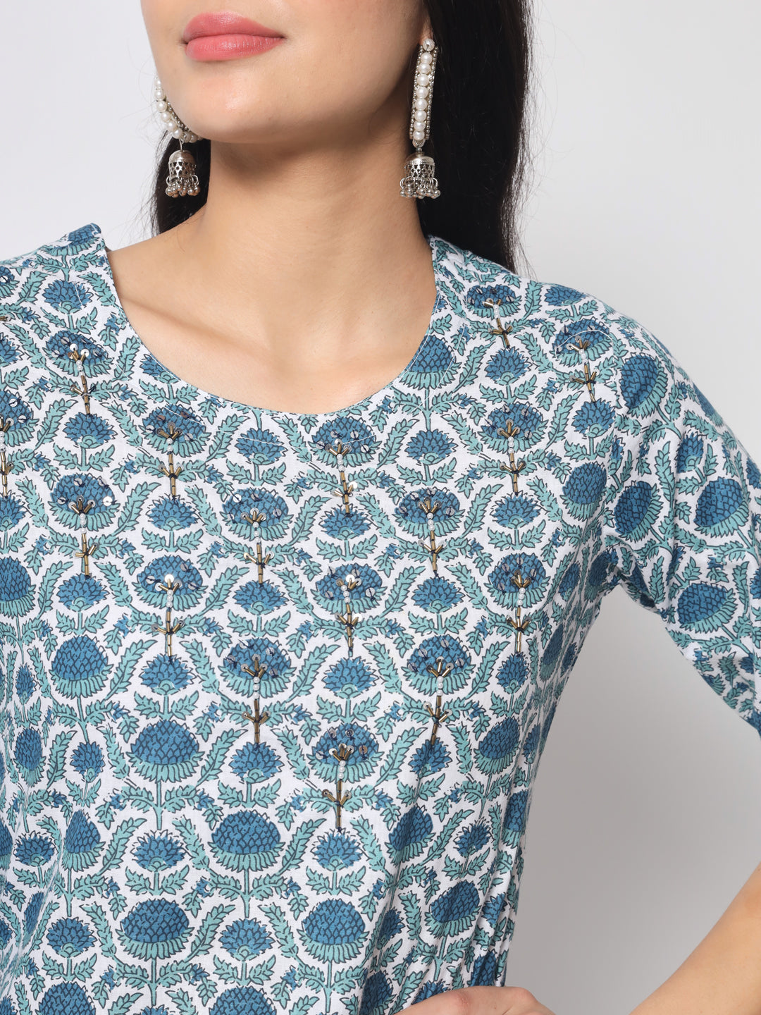 Flower Printed Straight Rayon  Kurta with Sharara