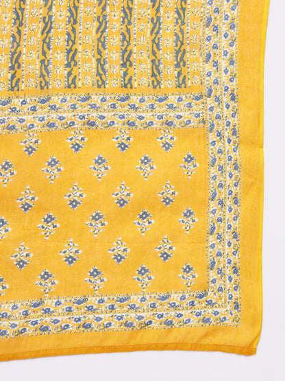 Yellow Booti Printed Zari Work Straight Kurta with Pant & matching Dupatta