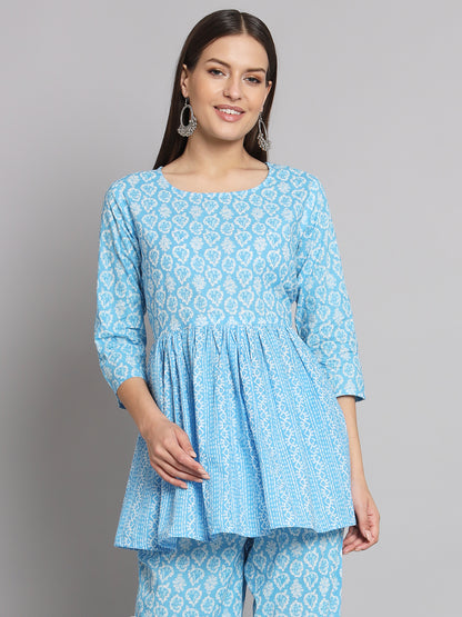 Sky Blue Booti Printed Cotton Co-Ord Set