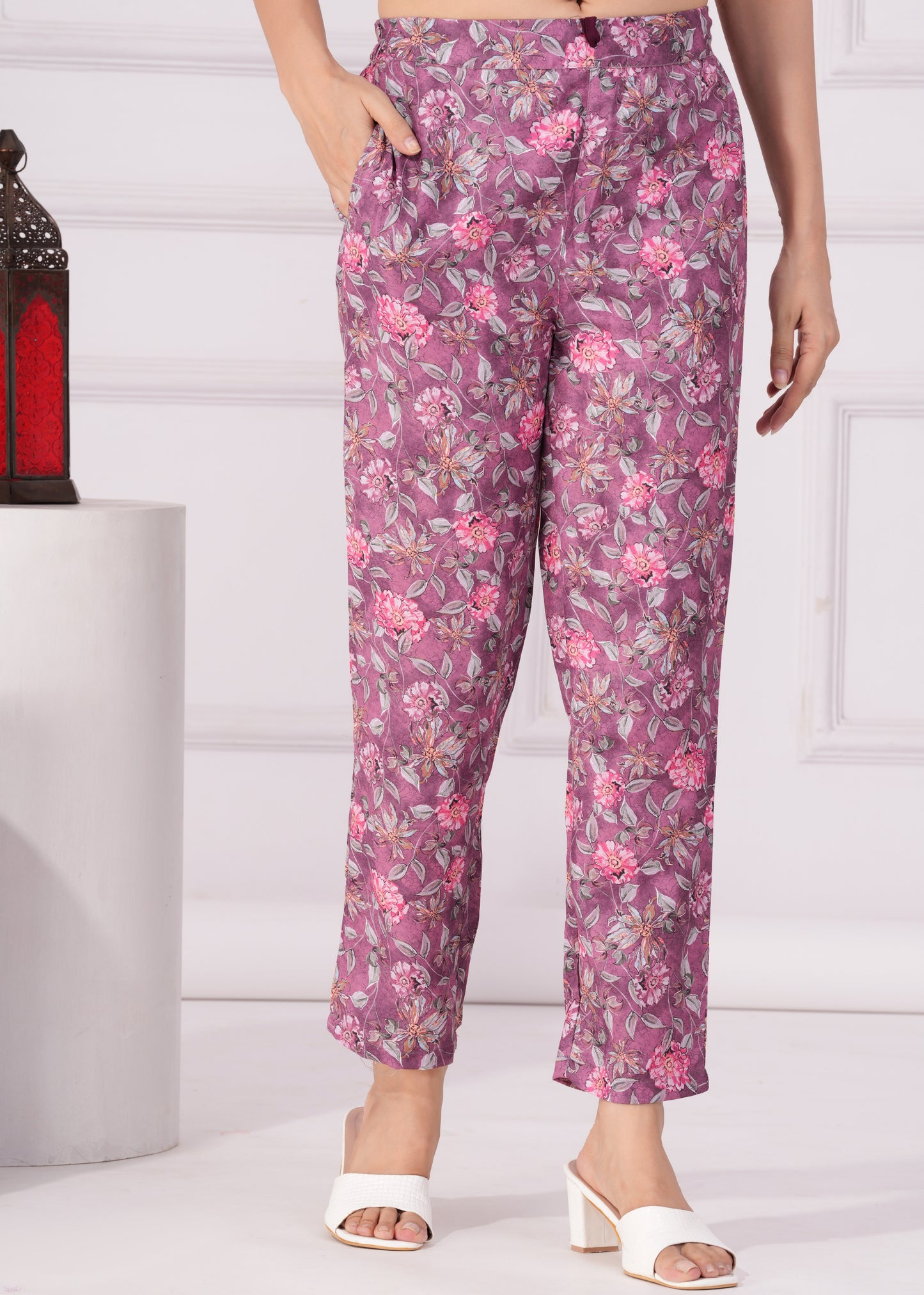 Digital Floral Printed  Coat with Trouser Co-Ord Set