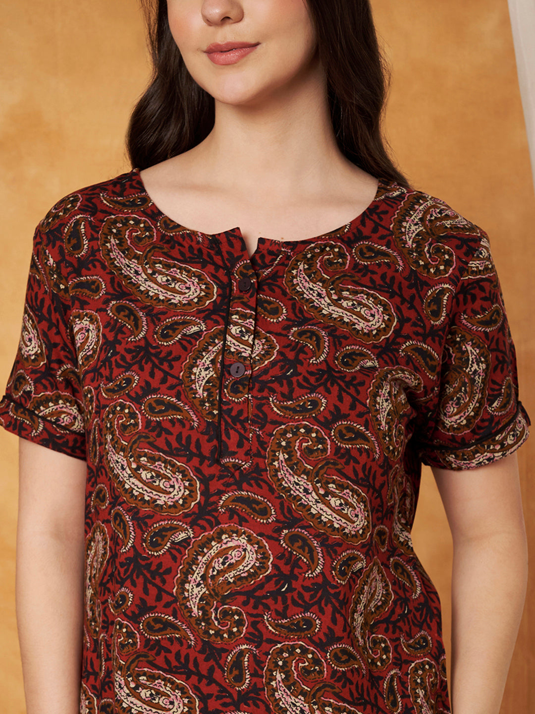 Women Ethnic Motifs Printed Pure Cotton Maxi Nightdress