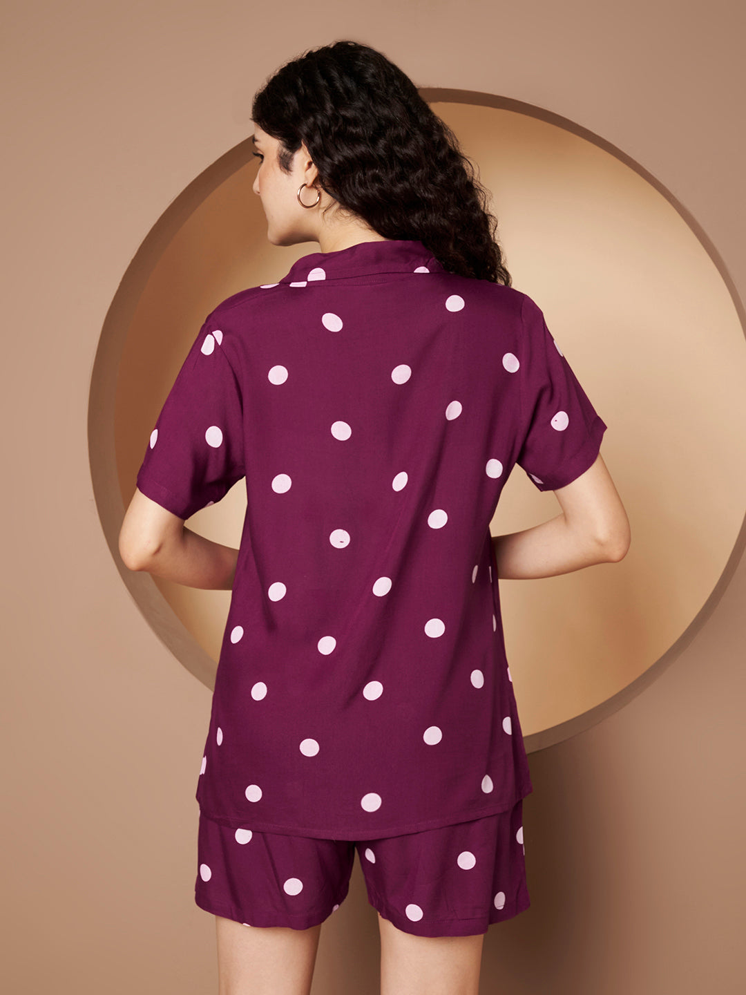Wine Printed Pure Cotton Top  With Short Pant Co-Ord
