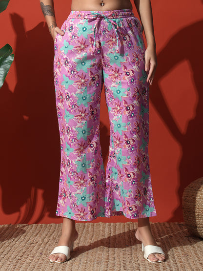 Floral Printed Cotton Kurta with Trouser Co-Ord Set