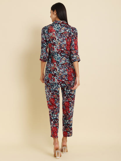 Multicolor Printed Cotton Top with Trouser Co-Ord Set
