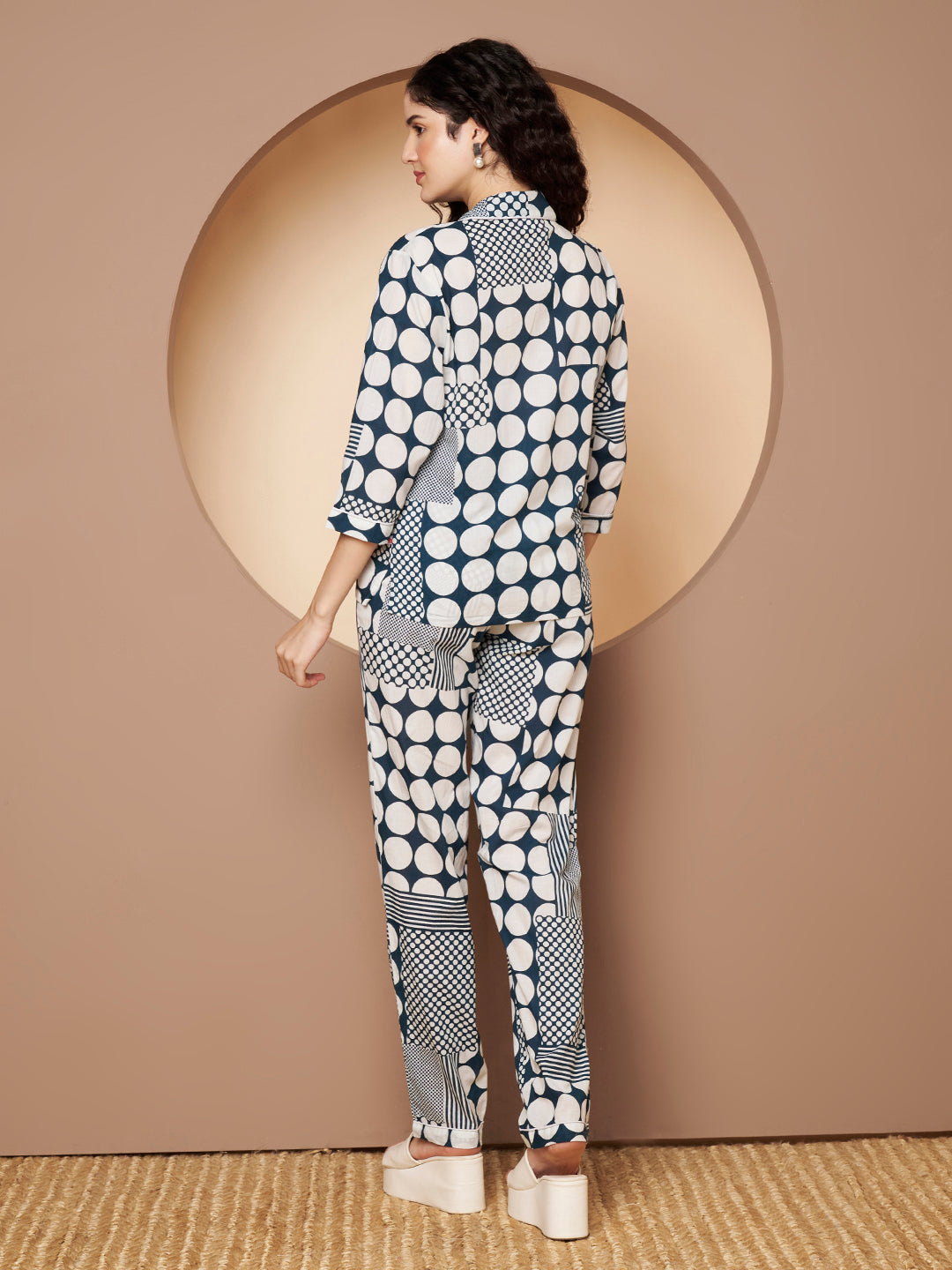 Sky Blue Printed Pure Cotton Top  With Pant Co-Ord
