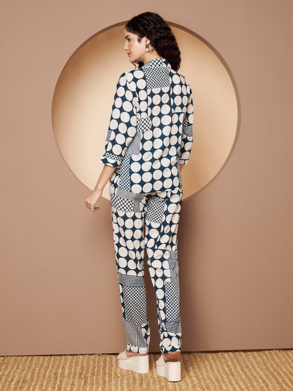 Sky Blue Printed Pure Cotton Top  With Pant Co-Ord