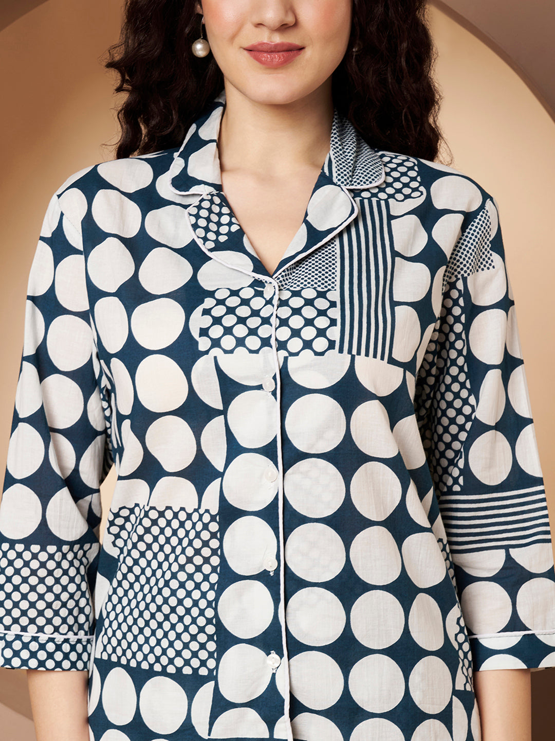 Sky Blue Printed Pure Cotton Top  With Pant Co-Ord