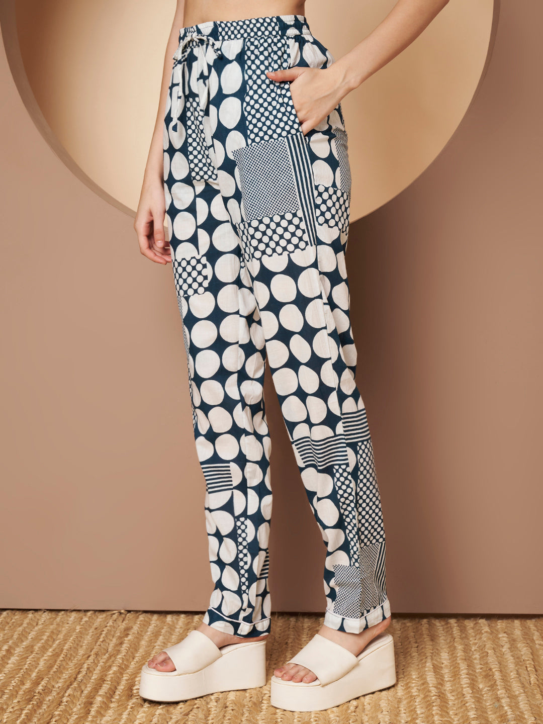 Sky Blue Printed Pure Cotton Top  With Pant Co-Ord