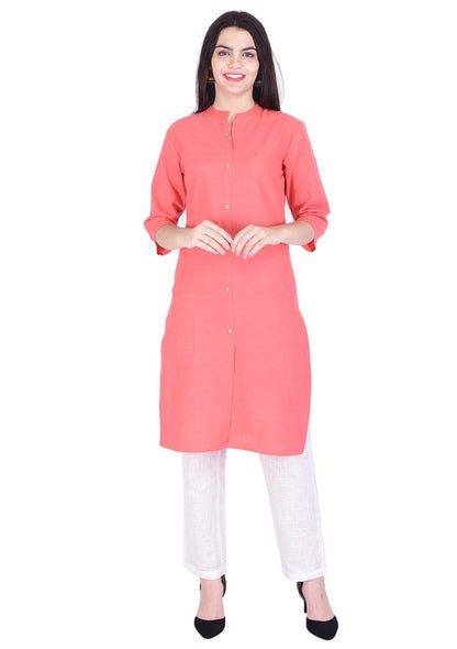 Cotton Flex Coral Straight Kurti with Trouser