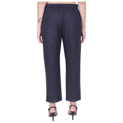 Straight Fit Denim Blue Cotton Trouser