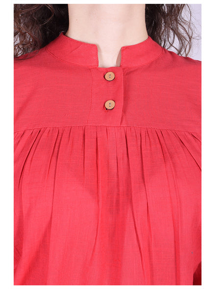 Solid Coral Shade Cotton Top