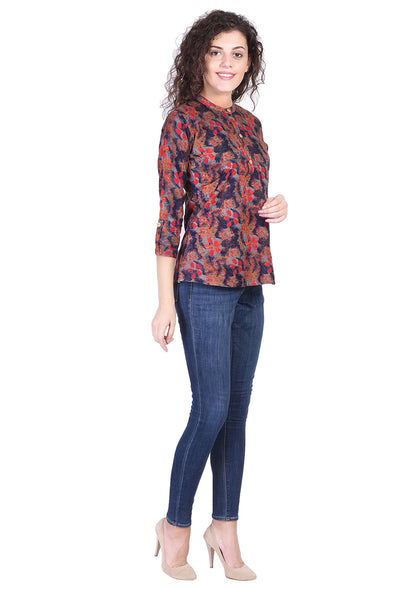 Casual Regular Sleeve Printed Soft Fabric Floral Top