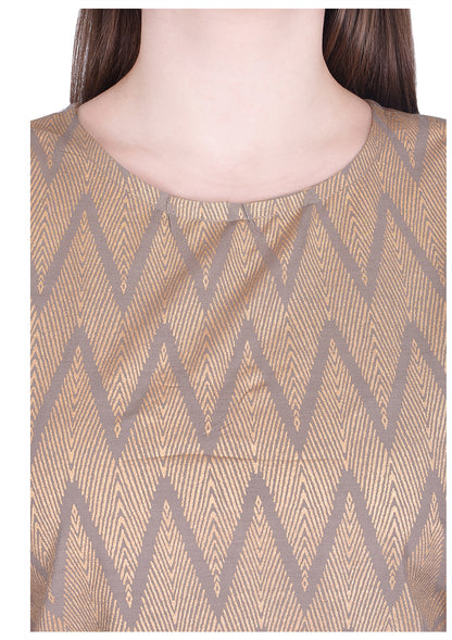 Brown Gold Printed Straight Cotton Kurta with Pant