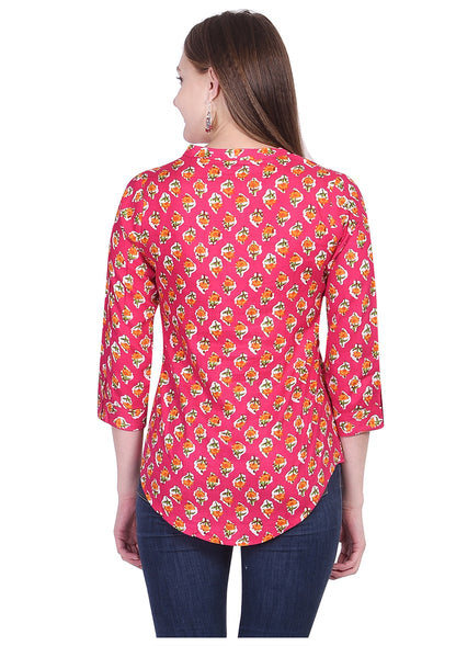Copy of Casual Regular Sleeve Printed Soft Fabric Pink Booti Top