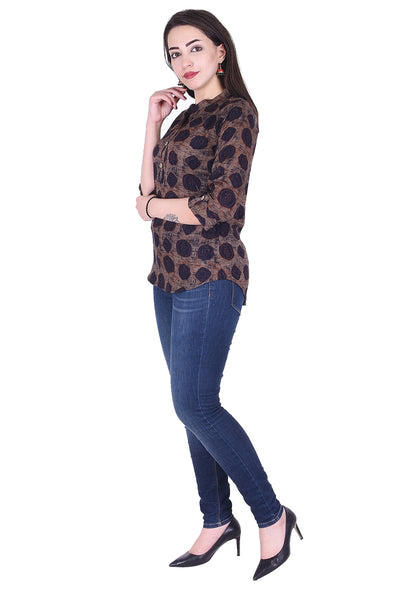 Casual 3/4th Sleeve Coin Printed Top