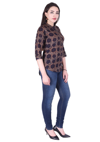 Casual 3/4th Sleeve Coin Printed Top